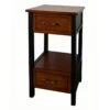 2-Drawer Walnut & Black Table, 15x26 -Family Home Furn Store 2 drawer walnut black table 15x26 1