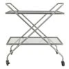 2-Tier Glass Shelf Bar Cart With Metal Frame -Family Home Furn Store 2 tier glass shelf bar cart with metal frame
