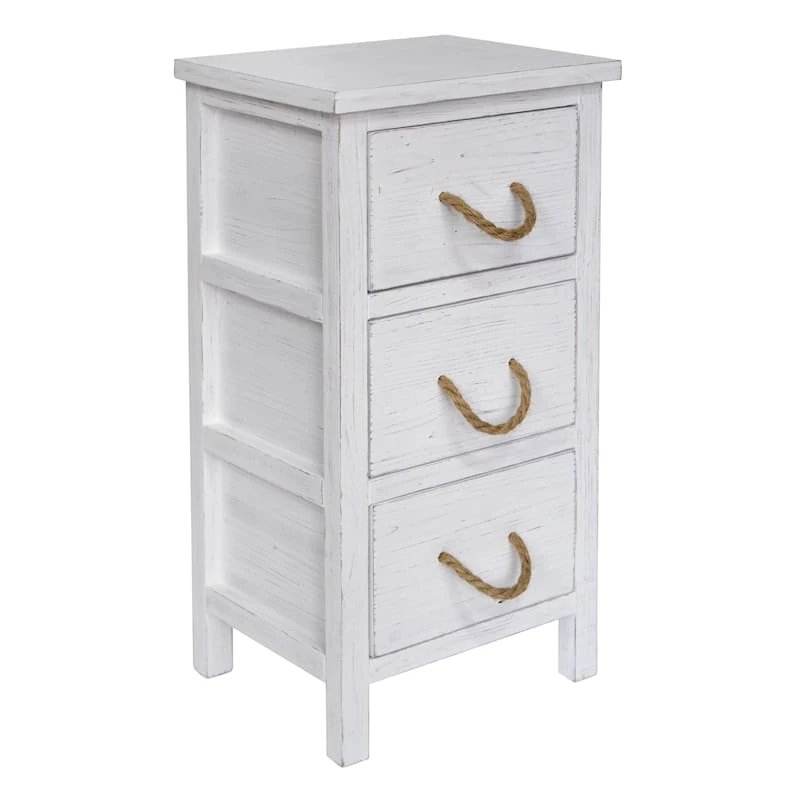 3-Drawer Distressed White Cabinet 3 3-Drawer Distressed White Cabinet