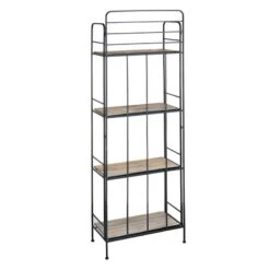 4-Tier Black Metal Baker Rack With Folding Wood Top Shelves -Family Home Furn Store 4 tier black metal baker rack with folding wood top shelves 2