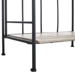 4-Tier Black Metal Baker Rack With Folding Wood Top Shelves -Family Home Furn Store 4 tier black metal baker rack with folding wood top shelves 4
