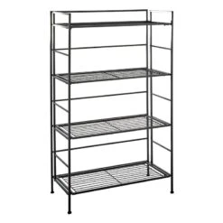 4-Tier Metal Folding Rack With Wire Shelves