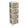 4-Tier White Wooden Shelf With Wire Baskets -Family Home Furn Store 4 tier white wooden shelf with wire baskets
