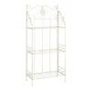 Antique White Metal Baker's Rack With Folding Shelves, 51" -Family Home Furn Store antique white metal bakers rack with folding shelves 51