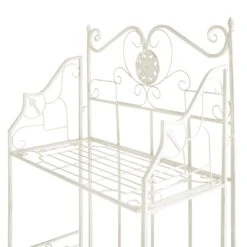 Antique White Metal Baker's Rack With Folding Shelves, 51" -Family Home Furn Store antique white metal bakers rack with folding shelves 51 3
