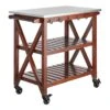 Antwerp Wood Bar Cart With Metal Top And Towel Hooks -Family Home Furn Store antwerp wood bar cart with metal top and towel hooks