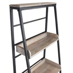 Black Metal Folding Rack With Wood Tray Layer -Family Home Furn Store black metal folding rack with wood tray layer 4