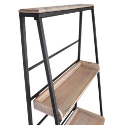 Black Metal Folding Rack With Wood Tray Shelves -Family Home Furn Store black metal folding rack with wood tray shelves 3