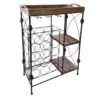 Black Metal Wine Rack With Wood Tray Top -Family Home Furn Store black metal wine rack with wood tray top