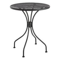 Black Steel Mesh Round Outdoor Bistro Table, 24"