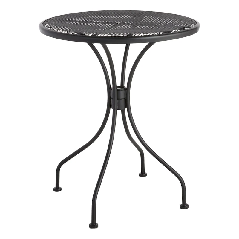 Black Steel Mesh Round Outdoor Bistro Table, 24" 3 Black Steel Mesh Round Outdoor Bistro Table, 24"