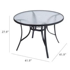 Black Steel Round Table, 42" -Family Home Furn Store black steel round table 42 5