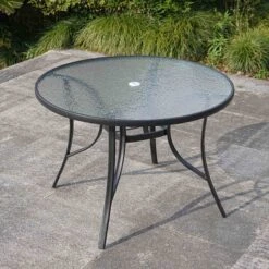 Black Steel Round Table, 42" -Family Home Furn Store black steel round table 42 6