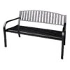 Black Steel Slat-Back Indoor & Outdoor Bench