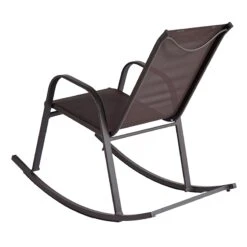 Brown Sling Patio Rocking Chair -Family Home Furn Store brown sling patio rocking chair 3