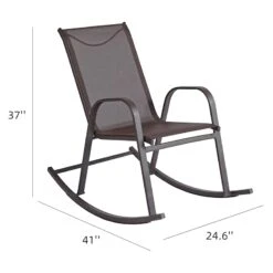 Brown Sling Patio Rocking Chair -Family Home Furn Store brown sling patio rocking chair 4
