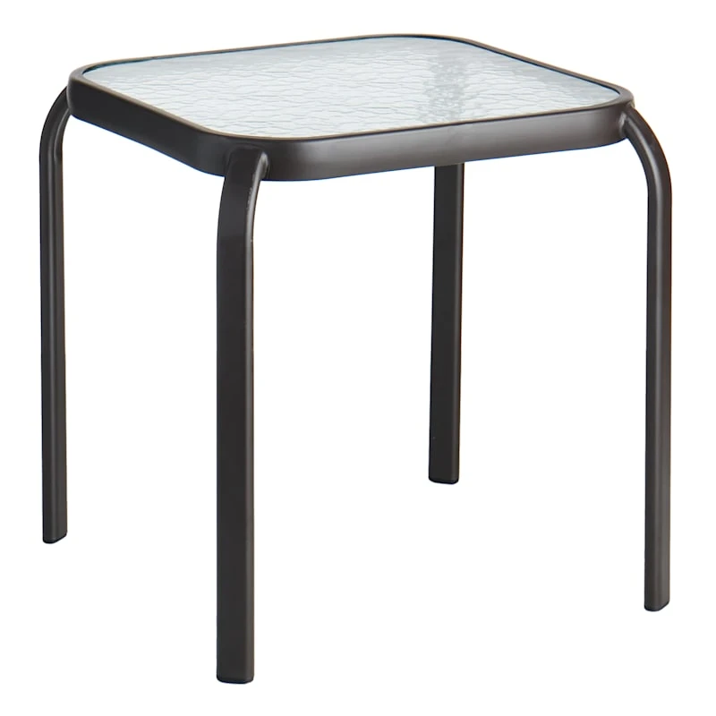 Brown Square Steel Table, 16" 3 Brown Square Steel Table, 16"