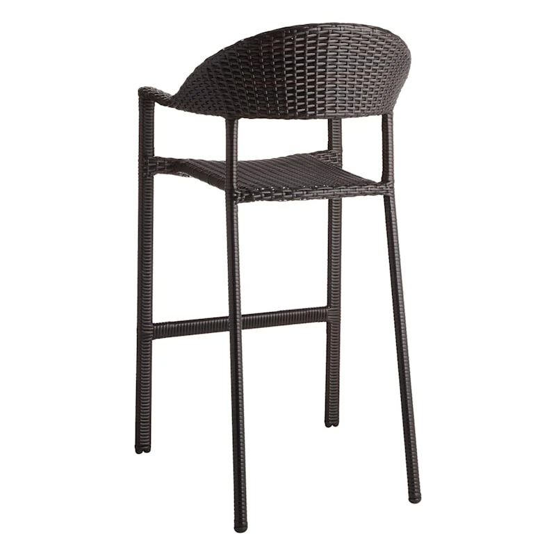 Brown Wicker Mid-Century Outdoor Barstool 4 Brown Wicker Mid-Century Outdoor Barstool - Image 2