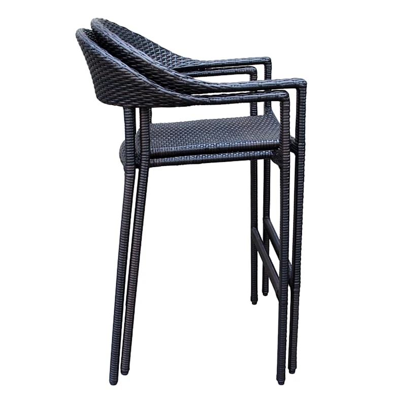 Brown Wicker Mid-Century Outdoor Barstool 7 Brown Wicker Mid-Century Outdoor Barstool - Image 5