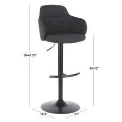 Bryce Adjustable Barstool, Dark Grey -Family Home Furn Store bryce adjustable barstool dark grey 7