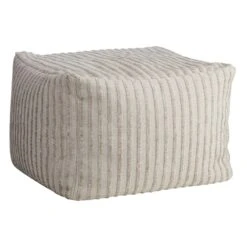 Bubble Dot Striped Pouf, Silver Birch