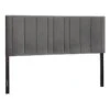 Chandler Grey Velvet Channeled King Headboard -Family Home Furn Store chandler grey velvet channeled king headboard