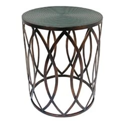 Copper Round Metal Side Table, Medium