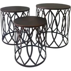 Copper Round Metal Side Table, Small -Family Home Furn Store copper round metal side table small 2