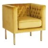 Crosby St Bendell Velvet Tufted Accent Chair, Yellow -Family Home Furn Store crosby st bendell velvet tufted accent chair yellow
