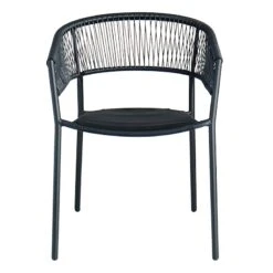 Crosby St Brody Curved-Back Black Wicker Outdoor Chair -Family Home Furn Store crosby st brody curved back black wicker outdoor chair 2
