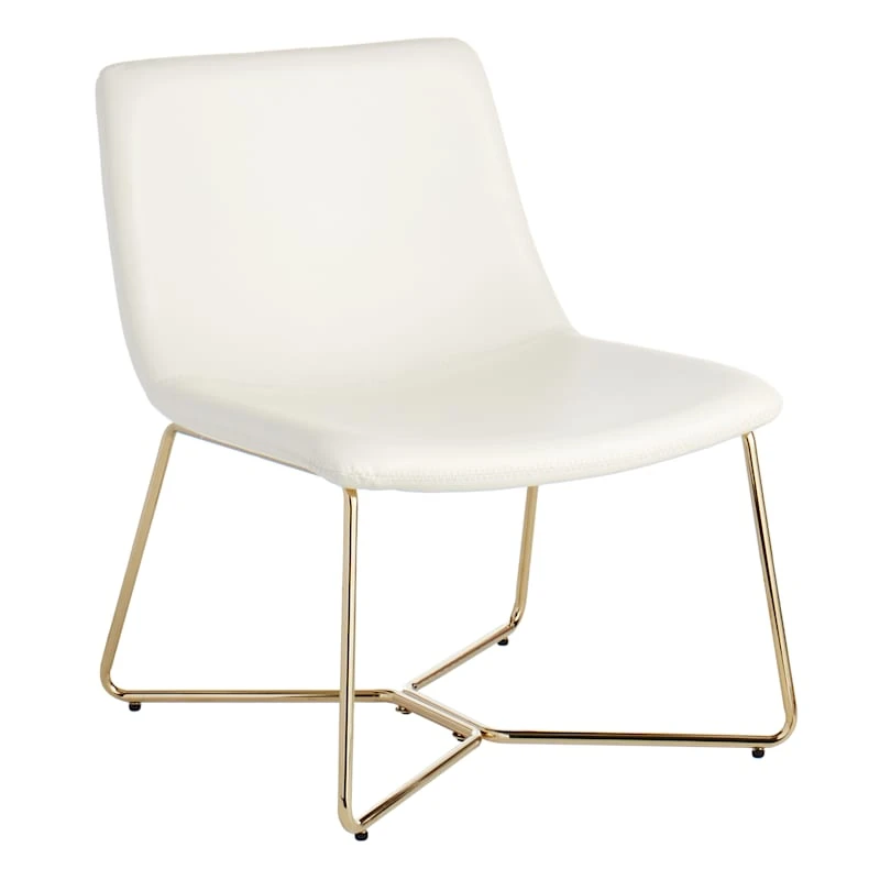 Crosby St Drake Faux Leather Lounge Chair, White 3 Crosby St Drake Faux Leather Lounge Chair, White
