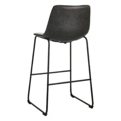 Crosby St Drake Modern Faux Leather Industrial Barstool, Dark Grey -Family Home Furn Store crosby st drake modern faux leather industrial barstool dark grey 2