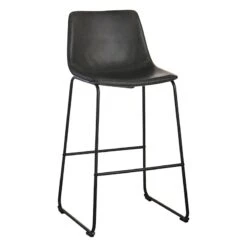 Crosby St Drake Modern Faux Leather Industrial Barstool, Dark Grey