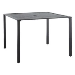 Crosby St Grammercy Black Steel Slat Outdoor Dining Table, 40"