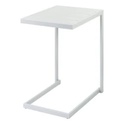 Crosby St Grammercy Outdoor Steel Slat C-Table, White -Family Home Furn Store crosby st grammercy outdoor steel slat c table white 2