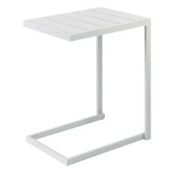 Crosby St Grammercy Outdoor Steel Slat C-Table, White