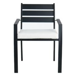 Crosby St Grammercy Stackable Steel Slat Outdoor Chair, Black -Family Home Furn Store crosby st grammercy stackable steel slat outdoor chair black 2