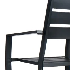 Crosby St Grammercy Stackable Steel Slat Outdoor Chair, Black -Family Home Furn Store crosby st grammercy stackable steel slat outdoor chair black 3