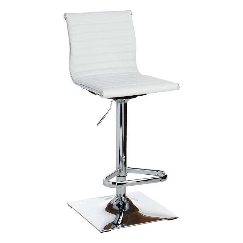 Crosby St Maxwell Adjustable Faux Leather Barstool, White 3 Crosby St Maxwell Adjustable Faux Leather Barstool, White