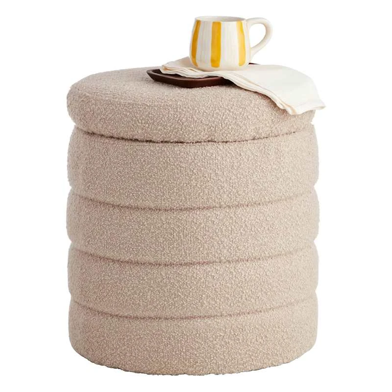 Crosby St Pax Taupe Boucle Storage Ottoman 4 Crosby St Pax Taupe Boucle Storage Ottoman - Image 2