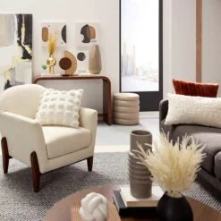 Crosby St Remi Cream Boucle Armchair -Family Home Furn Store crosby st remi cream boucle armchair 3