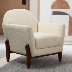 Crosby St Remi Cream Boucle Armchair -Family Home Furn Store crosby st remi cream boucle armchair 4