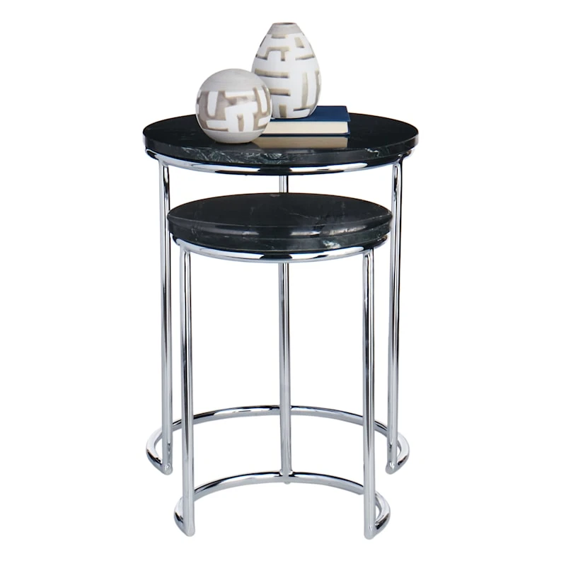 Crosby St Set Of 2 Essex Black Marble Nesting Tables 5 Crosby St Set Of 2 Essex Black Marble Nesting Tables - Image 3