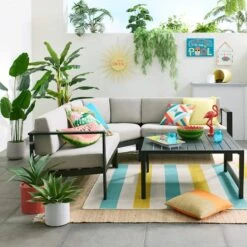 Crosby St Soho Outdoor Collection Black Steel Corner Chair -Family Home Furn Store crosby st soho outdoor collection black steel corner chair 3