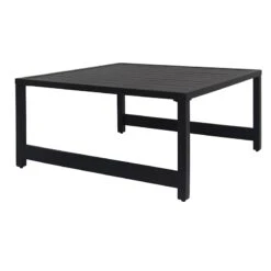 Crosby St Soho Outdoor Collection Black Steel Slat Coffee Table