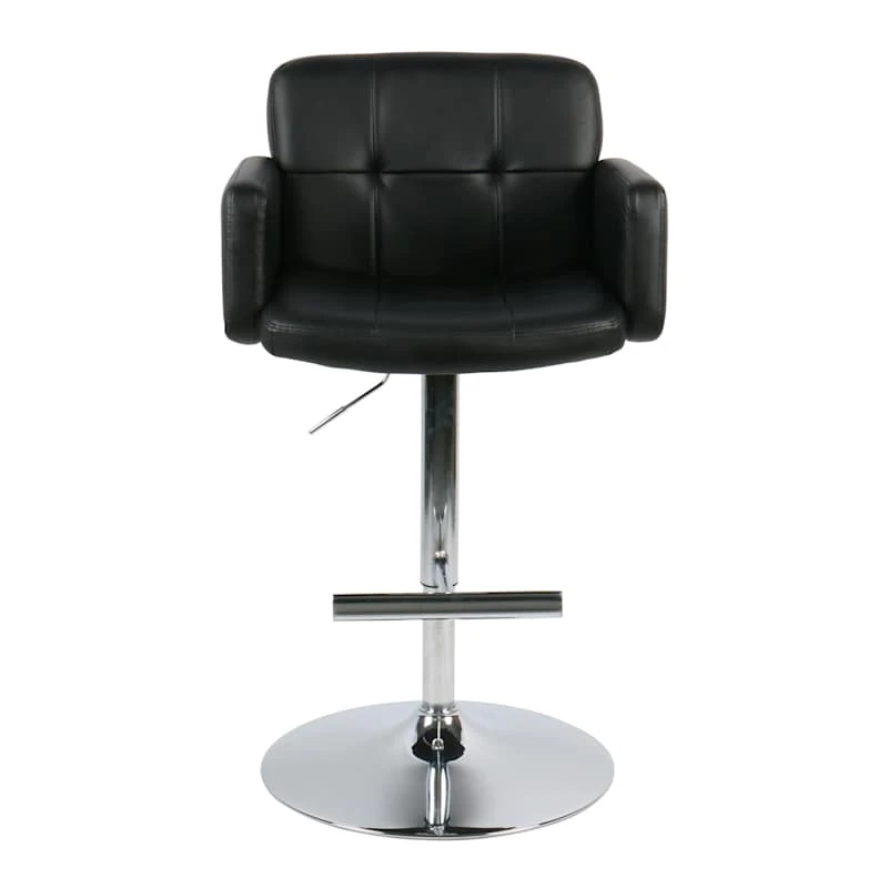 Crosby St Stout Adjustable Faux Leather Barstool, Black 4 Crosby St Stout Adjustable Faux Leather Barstool, Black - Image 2