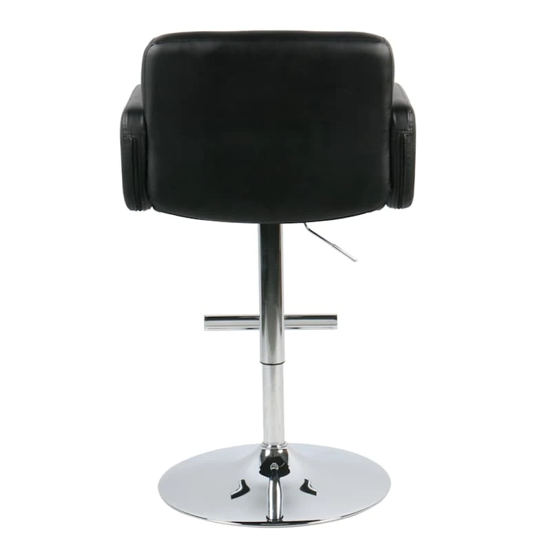 Crosby St Stout Adjustable Faux Leather Barstool, Black 6 Crosby St Stout Adjustable Faux Leather Barstool, Black - Image 4
