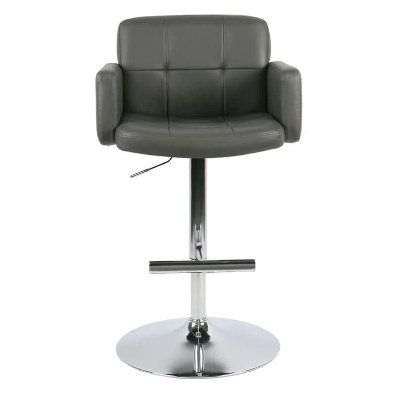 Crosby St Stout Adjustable Faux Leather Barstool, Grey 4 Crosby St Stout Adjustable Faux Leather Barstool, Grey - Image 2