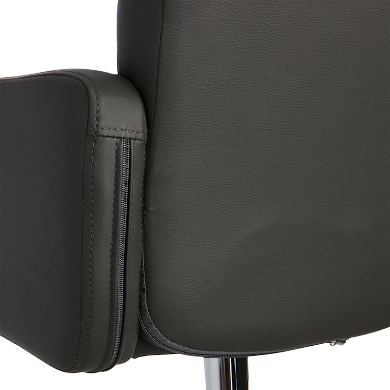 Crosby St Stout Adjustable Faux Leather Barstool, Grey 7 Crosby St Stout Adjustable Faux Leather Barstool, Grey - Image 5