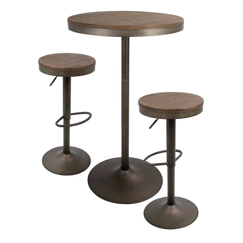 Dakota 3-Piece Antique Bronze Dining Table Set 4 Dakota 3-Piece Antique Bronze Dining Table Set - Image 2